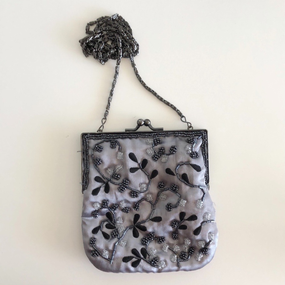Beaded Floral Bag with Chain Strap